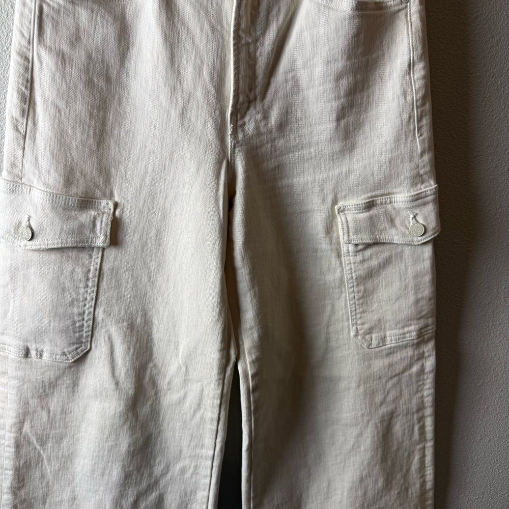 MOTHER The Undercover Cargo Sneak Wide Leg Jeans Cream Puffs Denim Women’s 28 - Picture 5 of 16
